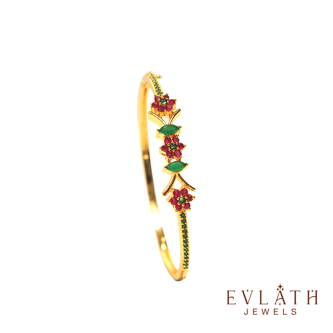 Premium Gold-Plated Adjustable Bangles with Multi-Color Stones – Evlath Jewels